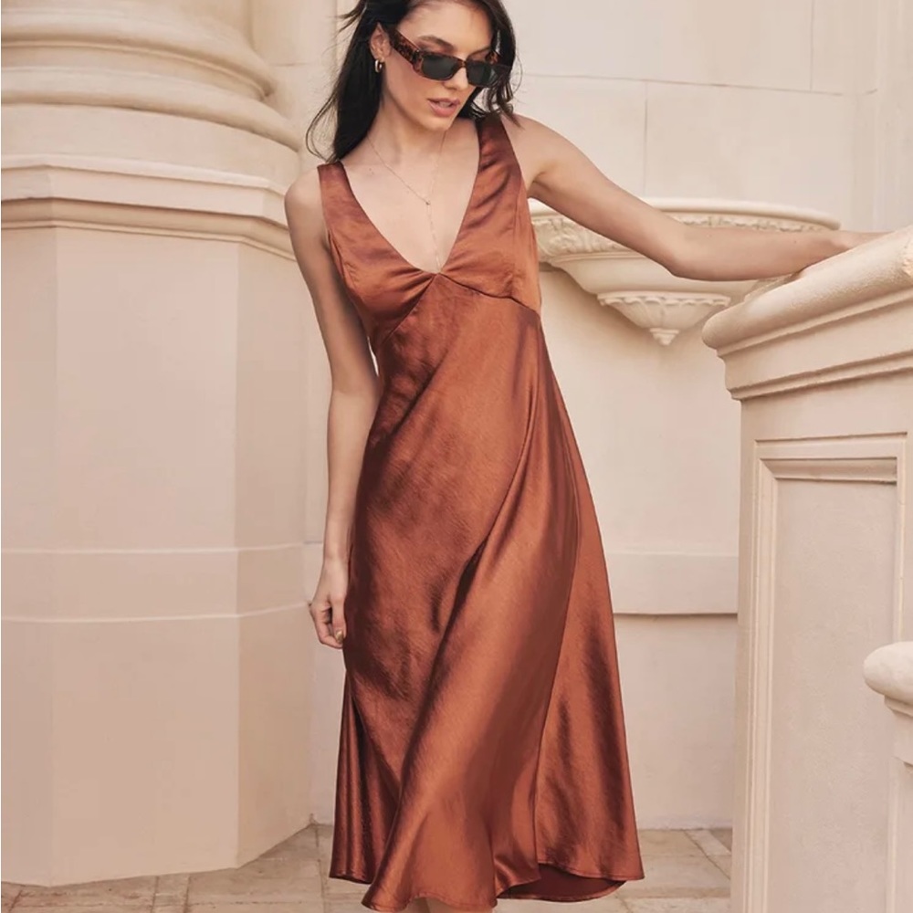 Satin midi slip dress